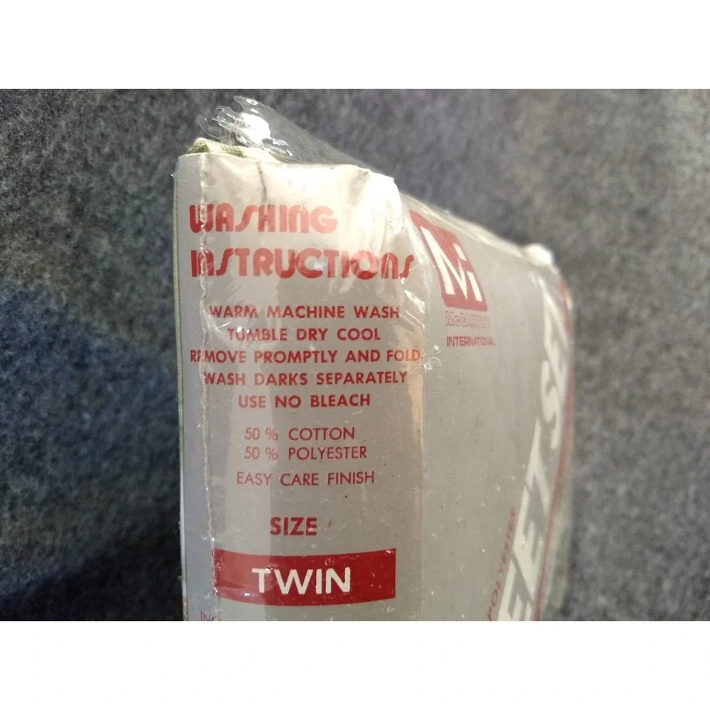McCarthey Int'l Twin Sheet Set 3Pc Flat Fitted‎ & Pillowcase Briarwood Rose NOS